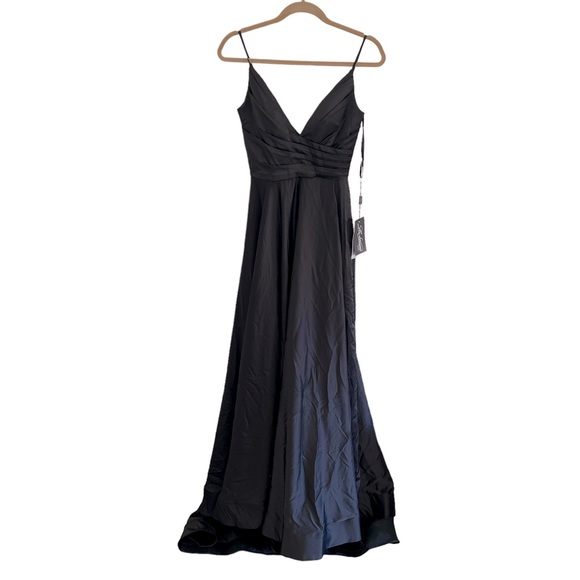 La Femme High Slit Long Satin Dress Sleeveless Full Length Formal Prom size 0 - Picture 6 of 12